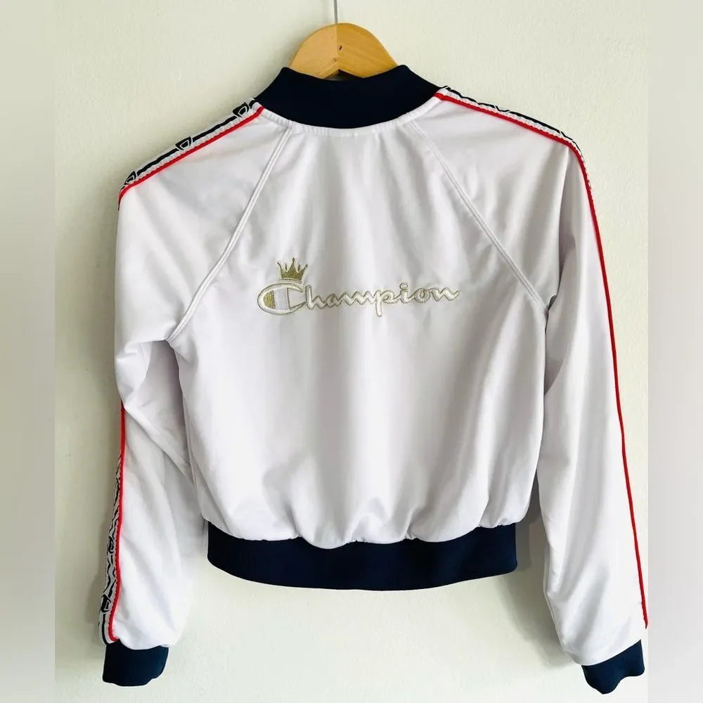 Champion track jacket vintage cropped logo embroidered women’s XS